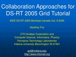 Collaboration Approaches for DS-RT 2005 Grid Tutorial