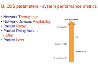 B. QoS parameters - system performance metrics