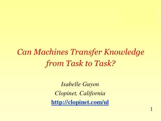 Can Machines Transfer Knowledge from Task to Task?