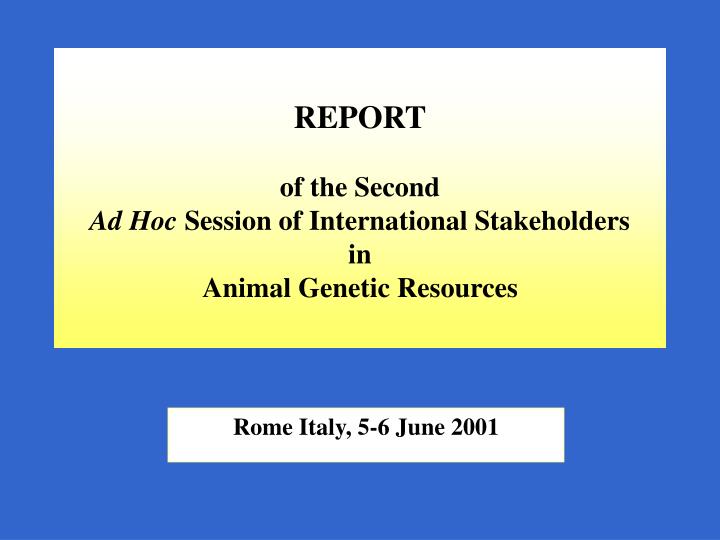 report of the second ad hoc session of international stakeholders in animal genetic resources