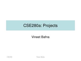 CSE280a: Projects