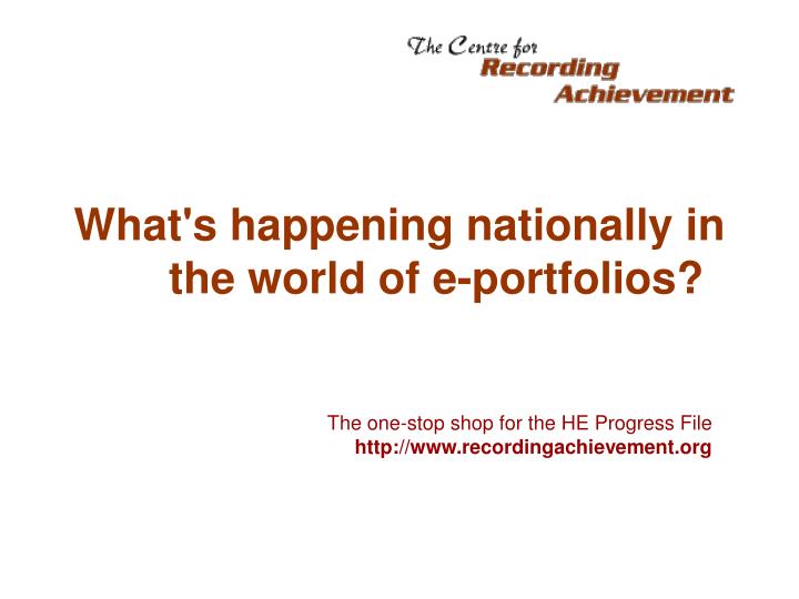 what s happening nationally in the world of e portfolios