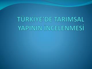 t rk y e de tarimsal yapinin ncelenmes