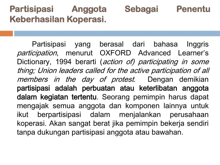 partisipasi anggota sebagai penentu keberhasilan koperasi