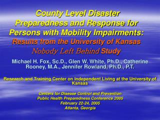 Disaster Planning and Disability