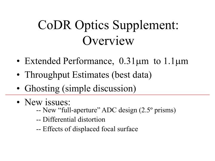 codr optics supplement overview