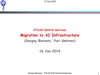 ATLAS Central Services Migration to AI Infrastructure (Sergey Baranov, Yuri Smirnov) 16 Jan 2014