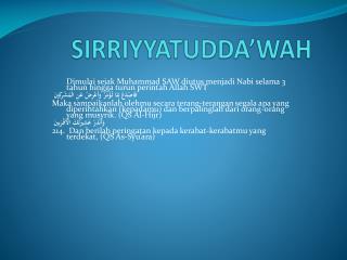 sirriyyatudda wah