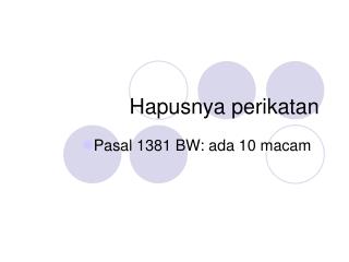 hapusnya perikatan