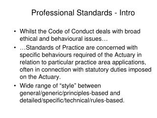 Professional Standards - Intro