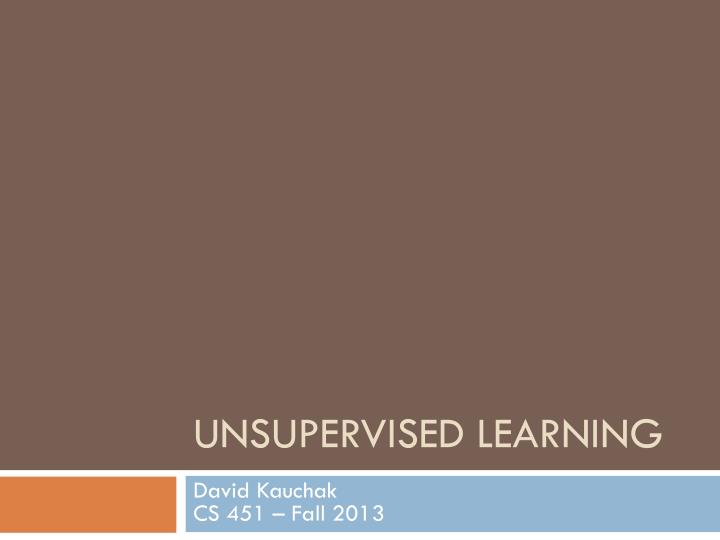 unsupervised learning