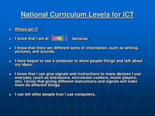 National Curriculum Levels for ICT