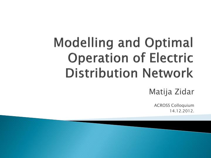 modelling and optimal operation of electric distribution network