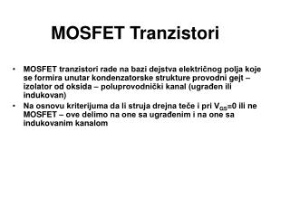 MOSFET Tran zistori