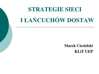 strategie sieci i a cuch w dostaw
