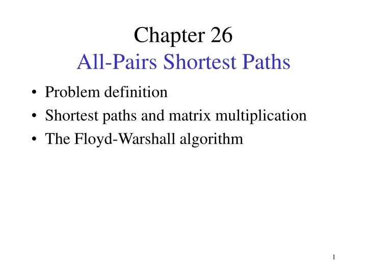 chapter 26 all pairs shortest paths