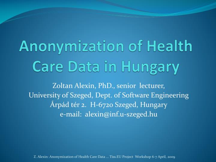 anonymization of health care data in hungary