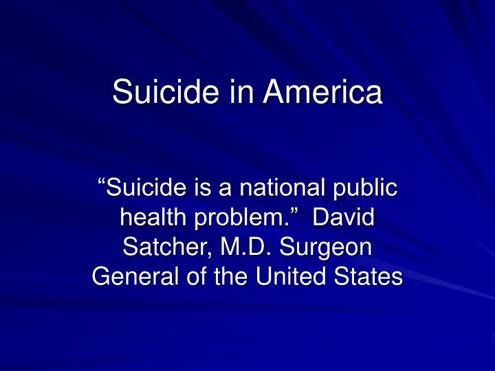 suicide in america