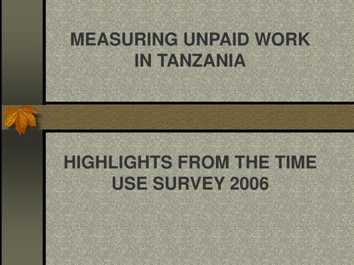 measuring unpaid work in tanzania highlights from the time use survey 2006