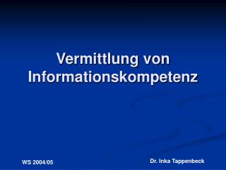 vermittlung von informationskompetenz