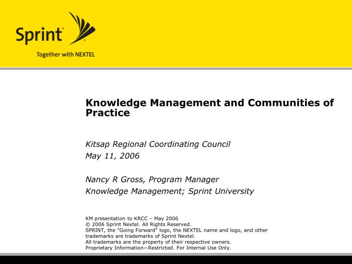 knowledge management and communities of practice