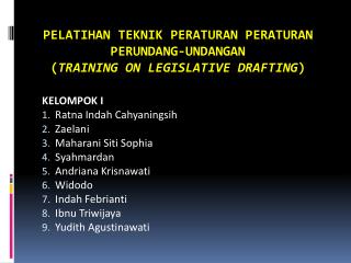 pelatihan teknik peraturan peraturan perundang undangan training on legislative drafting