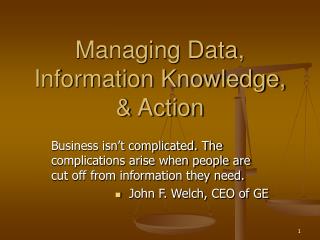 managing data information knowledge action