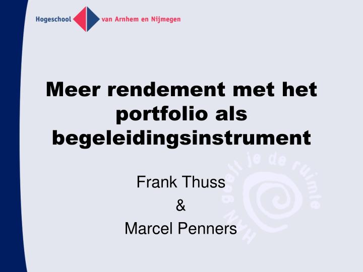 meer rendement met het portfolio als begeleidingsinstrument