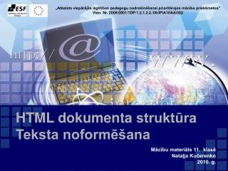 html dokumenta strukt ra teksta noform ana