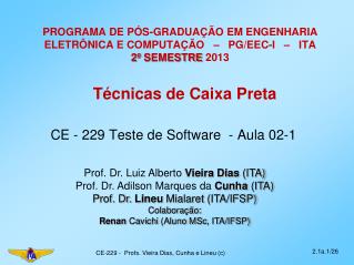 programa de p s gradua o em engenharia eletr nica e computa o pg eec i ita 2 semestre 2013
