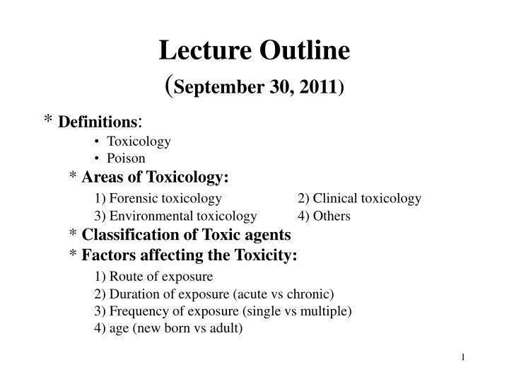 lecture outline september 30 2011