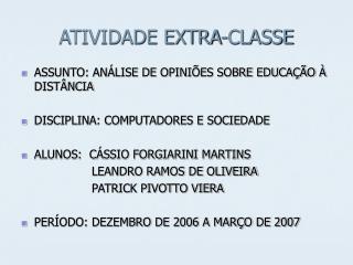 atividade extra classe