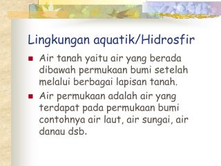 lingkungan aquatik hidrosfir