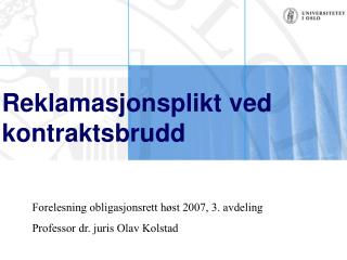 reklamasjonsplikt ved kontraktsbrudd