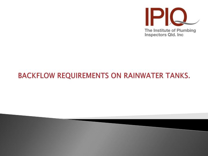 backflow requirements on rainwater tanks