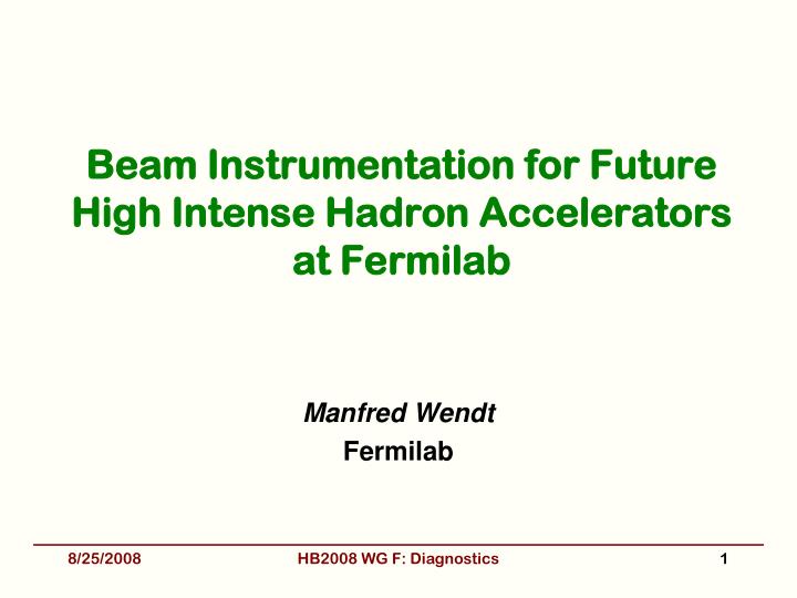 beam instrumentation for future high intense hadron accelerators at fermilab