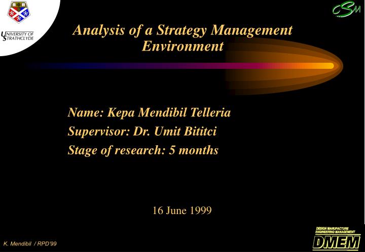 analysis of a strategy management environment