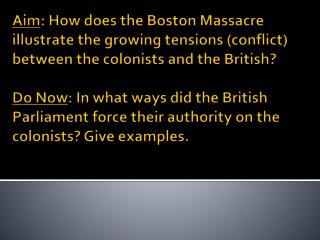 I. Boston Massacre