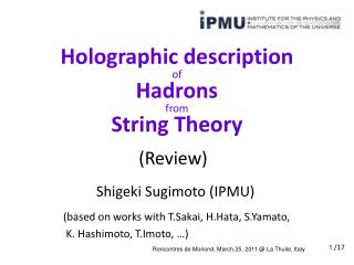 Holographic description of Hadrons from String Theory