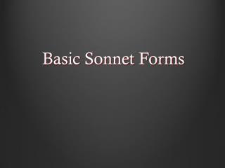 basic sonnet forms