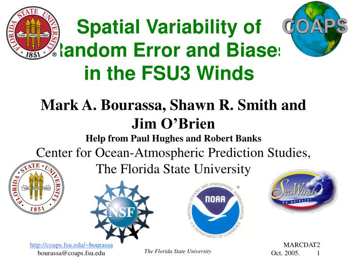 spatial variability of random error and biases in the fsu3 winds
