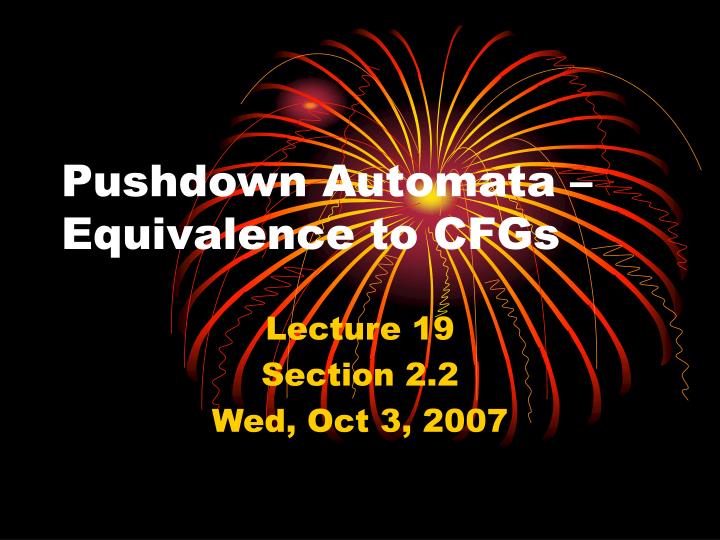 pushdown automata equivalence to cfgs