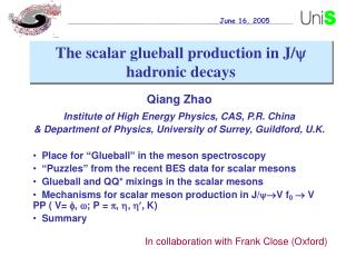 Qiang Zhao Institute of High Energy Physics, CAS, P.R. China