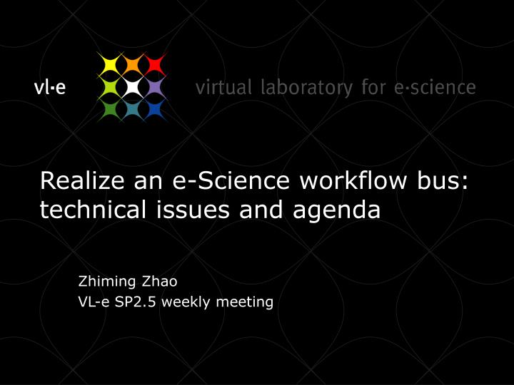realize an e science workflow bus technical issues and agenda