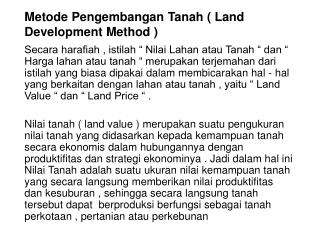 metode pengembangan tanah land development method