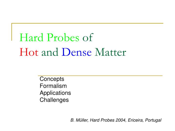 hard probes of hot and dense matter