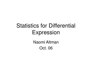 Statistics for Differential Expression