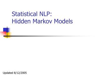 Statistical NLP: Hidden Markov Models