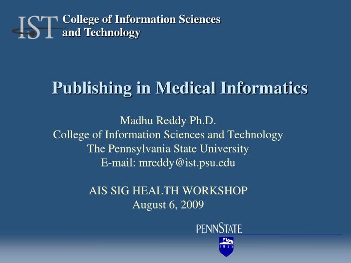 publishing in medical informatics