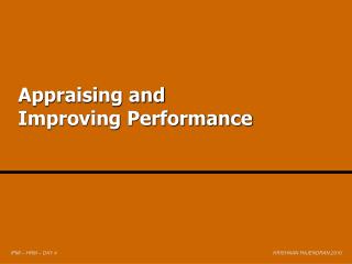 Appraising and Improving Performance